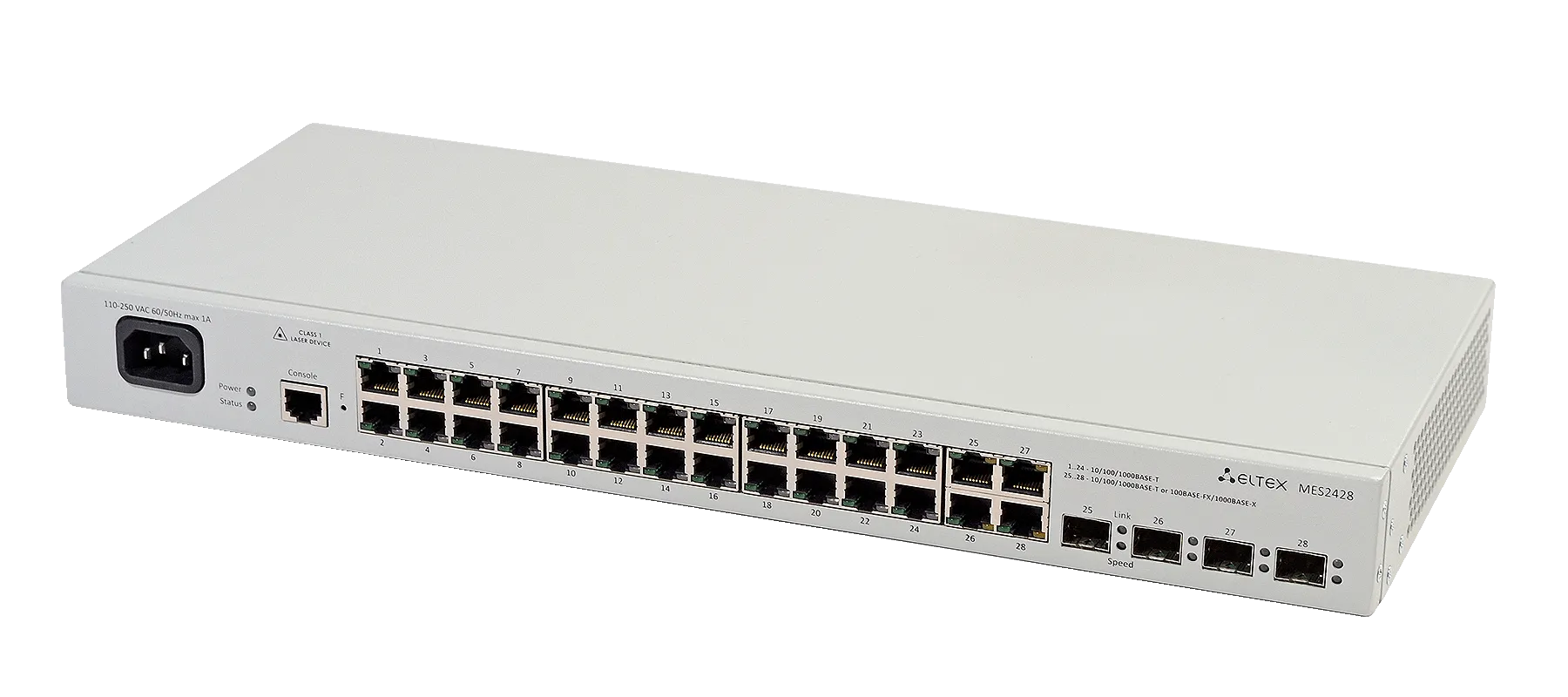 Ethernet-коммутатор MES2428, 24x1G RJ45 + 4xCombo (RJ45/SFP), L2, 220V AC