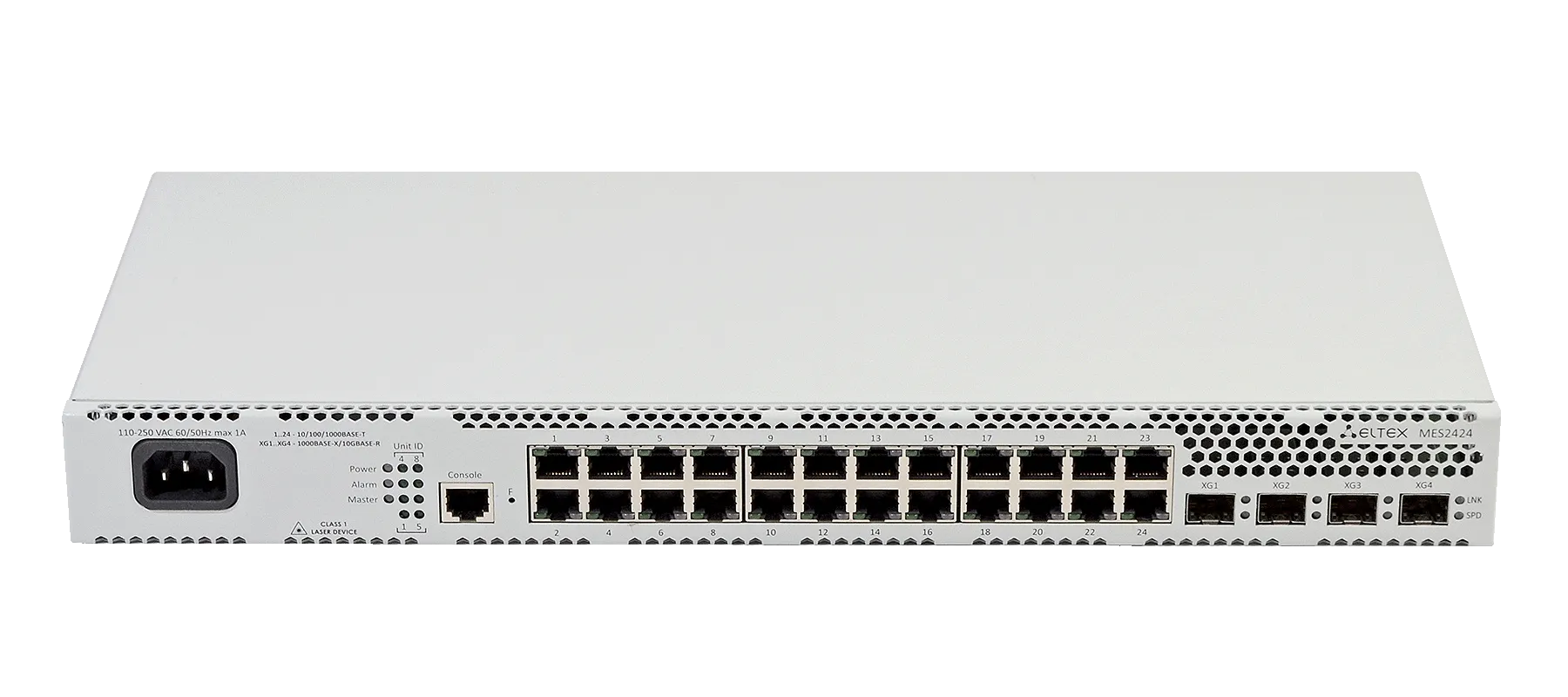 Ethernet-коммутатор MES2424, 24x1G RJ45 + 4x1G/10G SFP+, L3, 48V DC